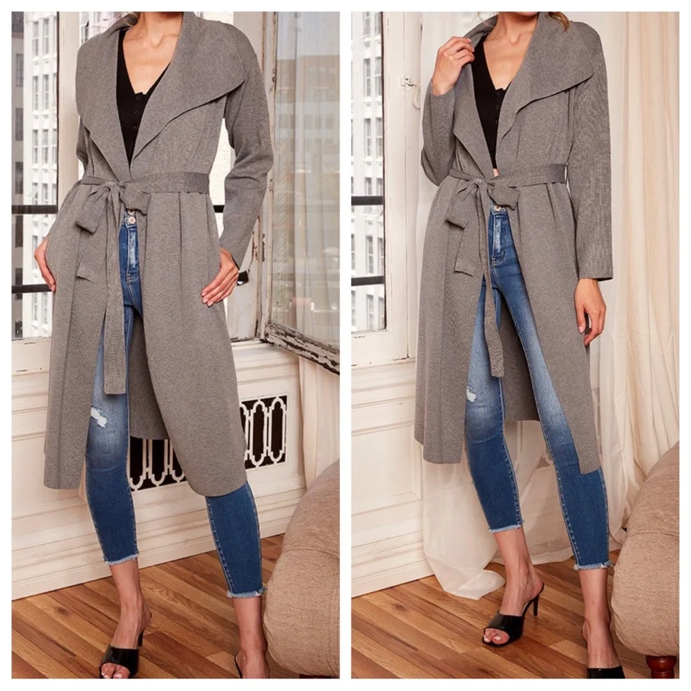 17 Boho Fabulous Ribbed Knit Wide Collar Knit Wrap/Coat - Picture 5 of 6